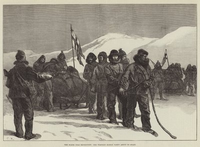 La expedición al Polo Norte, el grupo del trineo occidental a punto de partir de Sir John Charles Robinson